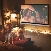 HOMCOM Pantalla de Proyector con Trípode 186x105 cm 84 Pulgadas 16:9 HD 4K Pantalla Enrollable(m-2)