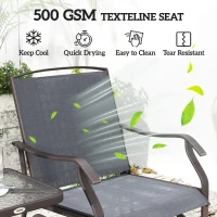 Outsunny Glider Rocking Chair & Table Set 2 Single Seaters Rocker Garden Swing Chair Patio Furniture Bistro Set Grey(m-5)