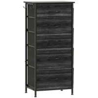 HOMCOM Chest of Five Fabric Drawers - Black(m-1)