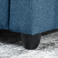 HOMCOM Manueller Relaxsessel mit Fußhocker und Leinenstoffpolsterung, Blau(m-4)