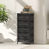 HOMCOM Chest of Five Fabric Drawers - Black(m-9)