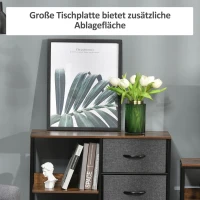 HOMCOM Aufbewahrungs-Kommode, 3 Stoffschubladen, Regale, Metallrahmen, Braun+Grau(m-5)