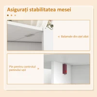 HOMCOM Masă Pliabilă pentru 6 Persoane cu 2 Extensii Ovale din Lemn, 163x80x75 cm, Alb(m-7)