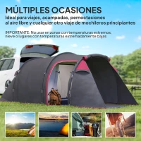 Outsunny Tienda de Campaña Familiar 2-3 Personas Plegable Impermeable a Prueba de UV 20+ con Vestíbulo 426x206x154 cm Gris Oscuro(m-7)