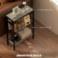 HOMCOM Three Shelf Industrial Side Table, Grey(m-5)