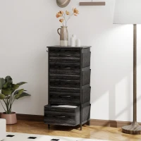 HOMCOM Chest of Five Fabric Drawers - Black(m-2)