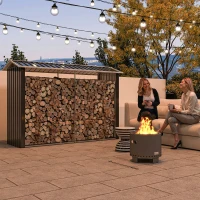 Outsunny Leñera con Estructura de Acero Galvanizado y Base elevada 240x86x160 cm Negro(m-2)