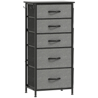 HOMCOM Chest of Five Fabric Drawers - Charcoal Grey