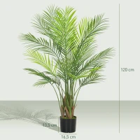 HOMCOM Palma Artificial grande 120 cm Planta Artificial Plantas Artificiales de plástico en Maceta para Sala de Estar Oficina(m-3)