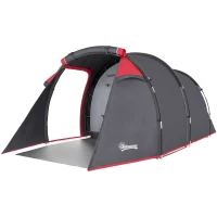 Outsunny Campingzelt, Wurfzelt für 2-3 Personen, Vorraum & Schlafbereich, wasserdicht, 426 x 206 x 154 cm, Grau(m-1)