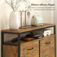 HOMCOM Szafka na buty z 4 składanymi szufladami, smukły design, otwarta półka, dla 12-20 par butów, stal, brązowy(m-5)