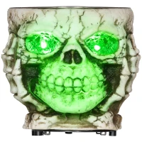 HOMCOM 14cm 5.5" Skeleton Candy Bowl Outdoor Halloween Decoration, Halloween Prop with Sound Activated, Light Up Eyes, Sound Effects for Haunted House(m-1)