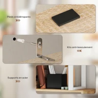 HOMCOM Bibliothèque à 5 niveaux, meuble de rangement avec étagères et placard double porte, 60 x 23,8 x 179,2 cm, bois naturel(m-6)