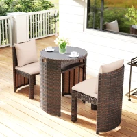 Outsunny Set Masa Scaune pentru Exterior si Gradina din Ratan Maro si Bej(m-8)