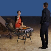 Outsunny Verstelbare Campingtafel Inklapbaar met Metalen Raster, Gemaakt van Aluminium(m-10)