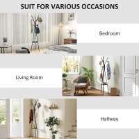 HOMCOM Freestanding Metal Coat Rack Stand 9 Hooks Clothes Tree with 1 Shelf Hat Display Hall Tree Hanger Bag Umbrella Hanging Organiser Black(m-6)