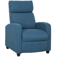 HOMCOM Sillón Relax Reclinable Manualmente con Reposapiés y Acolchado en Tela Azul(m-5)