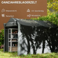 Outsunny Garagenzelt, wasserdicht Zeltgarage mit Tür, UV-beständig 220 x 157 x 165 cm Dunkelgrau(m-4)
