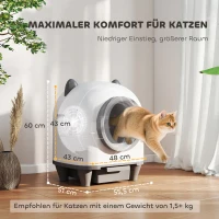 PawHut Selbstreinigende Katzentoilette mit App-Steuerung 80 L Geruchsbeseitigung für Mehrere Katzen(m-3)