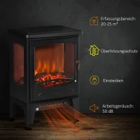 HOMCOM Elektrokamin mit Heizung, 1800 W elektrischer Kamin mit LED Flammeneffekt(m-7)