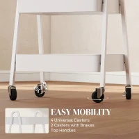 HOMCOM Serveerwagen met 3 Lagen Op Wielen met Handvat en Rem voor Keuken Kantoor Badkamer, Wit(m-5)