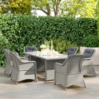 Outsunny Seven-Piece Rattan Dining Set - Mixed Grey(m-8)