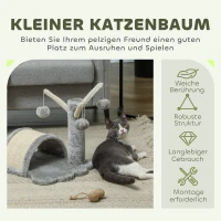 PawHut Kattenboom krabboom speelboom boom bal katten lichtgrijs(m-4)