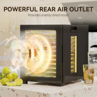 HOMCOM 12-Tray 40-70℃ Food Dehydrator - Black(m-5)