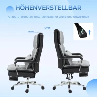 HOMCOM Ergonomische Verstelbare Bureaustoel, 63x71x123-129cm, Lichtgrijs/Zwart(m-7)