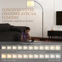 HOMCOM Lampadaire avec télécommande abat-jour réglable 11 température de couleurs et 11 niveaux de luminosité minuterie noir(m-4)