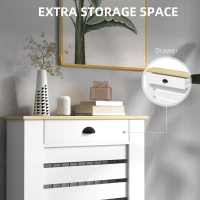 HOMCOM 95.5H x 78Wcm Radiator Cover, with Drawer - White(m-6)