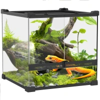 PawHut Terrario de Cristal para Reptiles Base Elevada e Impermeable Cierre de Botón(m-6)