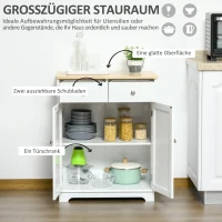 HOMCOM Sideboard, Tischplatte aus Kautschukholz, 2 Schubladen, versetzbarer Einlegeboden, weiß, 68 x 40,3 x 85cm(m-4)