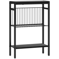 HOMCOM Three Shelf Industrial Side Table, Black(m-1)