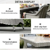 Outsunny Seven-Piece Rattan Dining Set - Mixed Grey(m-6)