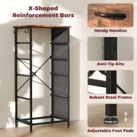 HOMCOM Chest of Five Fabric Drawers - Rustic Brown(m-7)