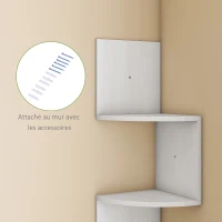 HOMCOM Étagère d'angle Murale de Rangement Forme Zigzag 20L x 20l x 126H cm 5 Niveaux Bois Blanche(m-6)