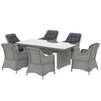 Outsunny Seven-Piece Rattan Dining Set - Mixed Grey(m-11)
