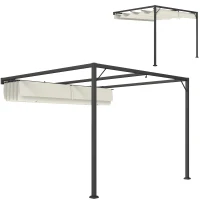 Outsunny 3 x 3 m Pergola, with Sliding Canopy - Cream White(m-11)