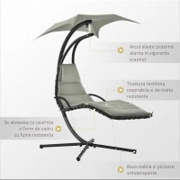 Outsunny Sezlong Suspendat Relax Șezlong de Lux cu Acoperis, Gri(m-7)