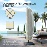 Outsunny Copertura per Ombrellone 3x3 m Impermeabile, Custodia Copri Ombrellone a Sbalzo con Cerniera e Laccio, Beige(m-4)