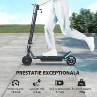 HOMCOM Trotinetă Electrică cu Afisaj pentru Baterie, Lumini, Înălțime Reglabilă și Anvelope Mari din Cauciuc, 42x94x105-108 cm, Negru(m-4)