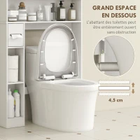 HOMCOM Meuble WC dessus de toilette meuble salle de bain avec placard à porte double et porte-papier 80x19,5x170cm blanc(m-6)