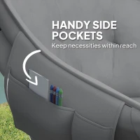Outsunny Opvouwbare Campingstoel met Zijvak, Draagtas, Gepolsterd tot 120kg Belastbaar, Donkergrijs(m-6)