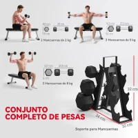 SPORTNOW Juego de Mancuernas de 6 Piezas 2 x2 kg 2 x5 kg 2 x8 kg con Soporte de Almacenaje para Entrenamiento en Casa Gimnasio(m-4)