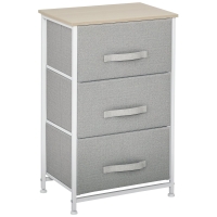 HOMCOM Comò Moderno con 3 Cassetti in Tessuto, Telaio in Acciaio e Truciolato, 45 x 30 x 71 cm, Grigio