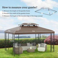 Outsunny Vervangend dak voor metalen tuinpaviljoen paviljoen partytent tuintent 3x3 / 3x4m(m-3)