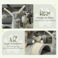 PawHut Kattenboom krabboom speelboom boom bal katten lichtgrijs(m-5)