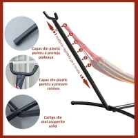 Outsunny Suport Schelet pentru Hamac Reglabil Max. 150 Kg, Negru, 280x120x110cm(m-4)