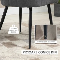 HOMCOM set 2 scaune capitonate, 62x56x76 cm, gri inchis(m-5)